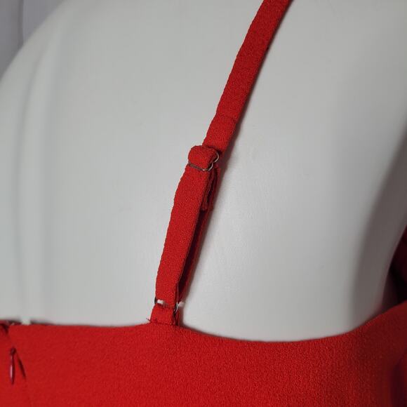 Dress The Population Red Wide Leg Draped Deep V Neck Jumpsuit Womens Small - Picture 8 of 9